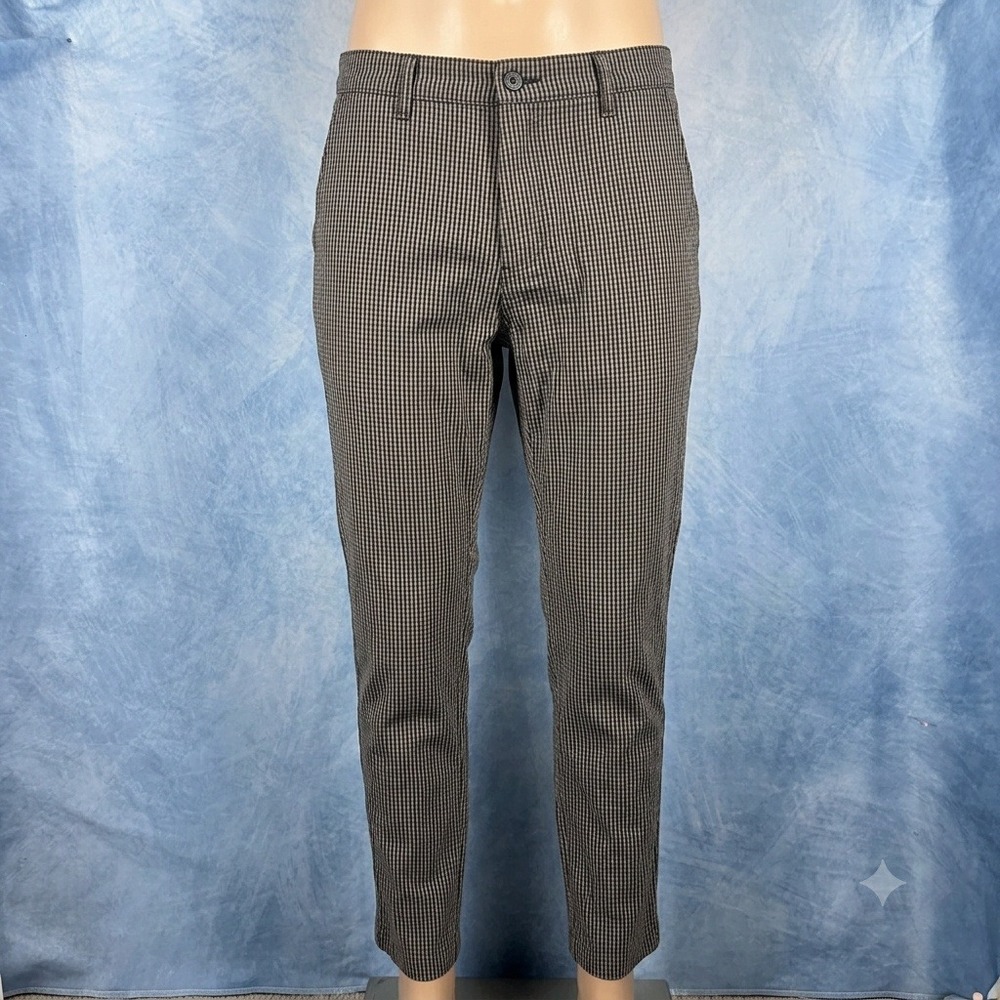 Levis XX Chino Standard Taper Pants Mens 36x32 Gingham Check Black White Chinos